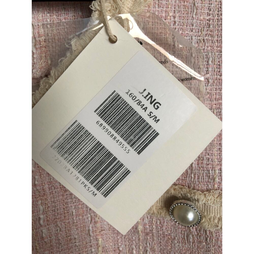 J.ING Tweed Dress Faux Button Front Pink Women's Size S/M NEW - Picture 3 of 7